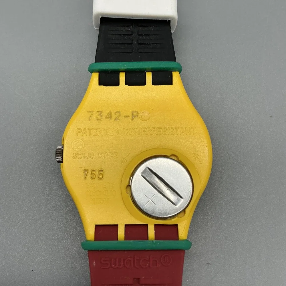 Vtg Swatch Follow Me GJ101 Womens Watch 31mm Green Black Strap New Battery